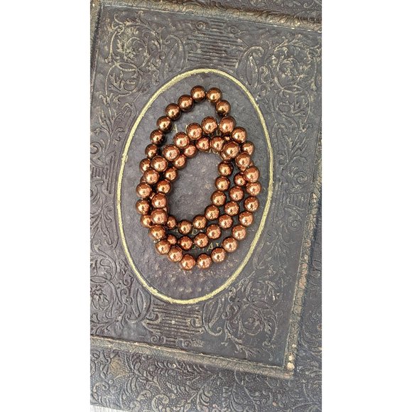 Brown bronze round glass bead stretch bracelets set of 3 - Picture 1 of 4
